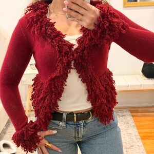 Elegant Red Fringed Women's Sweater SOLD